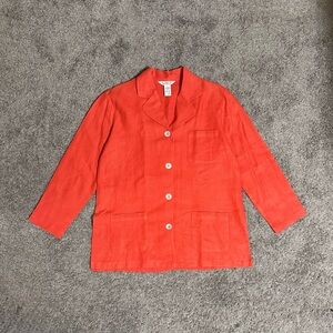 Vintage Urban Works 100% Linen Long Sleeve Top Women’s Small Orange